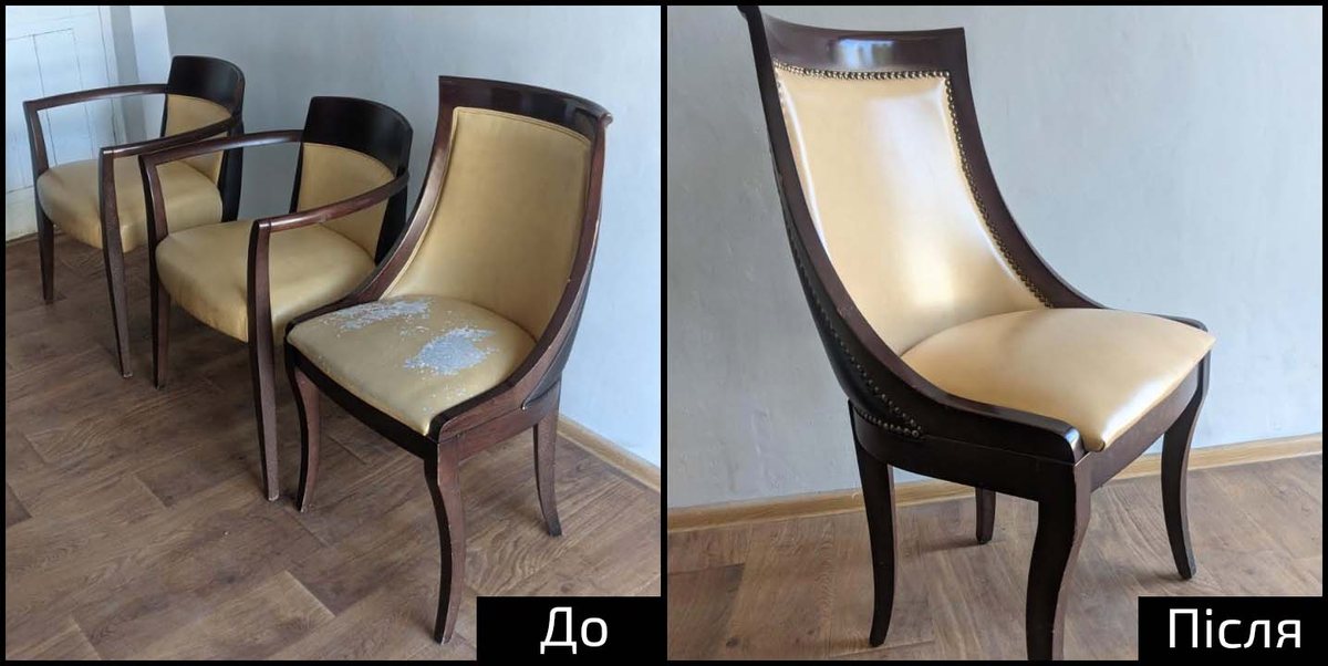 Класичний стілець після відновлення сидіння і каркасу